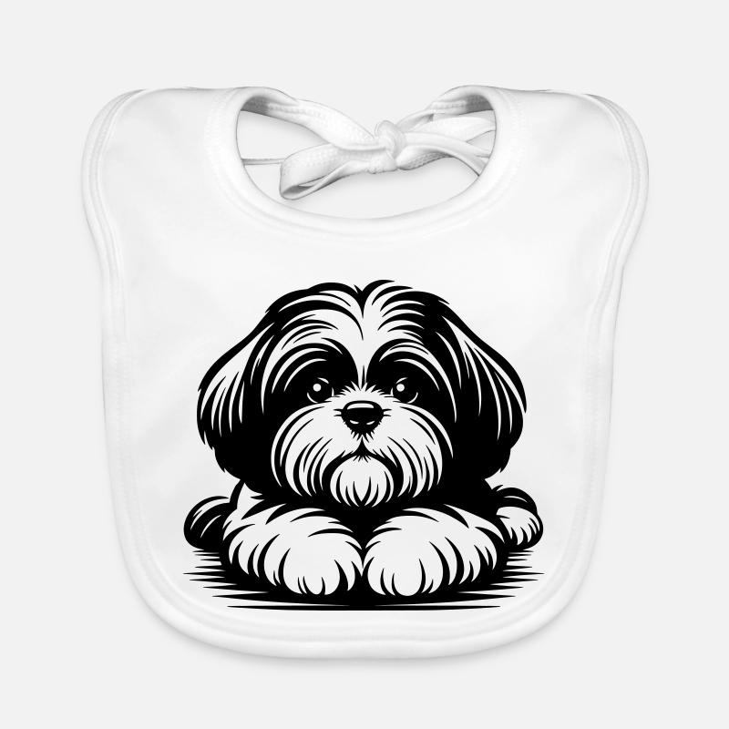 Shih Tzu Head with Paws Organic Baby Bibs