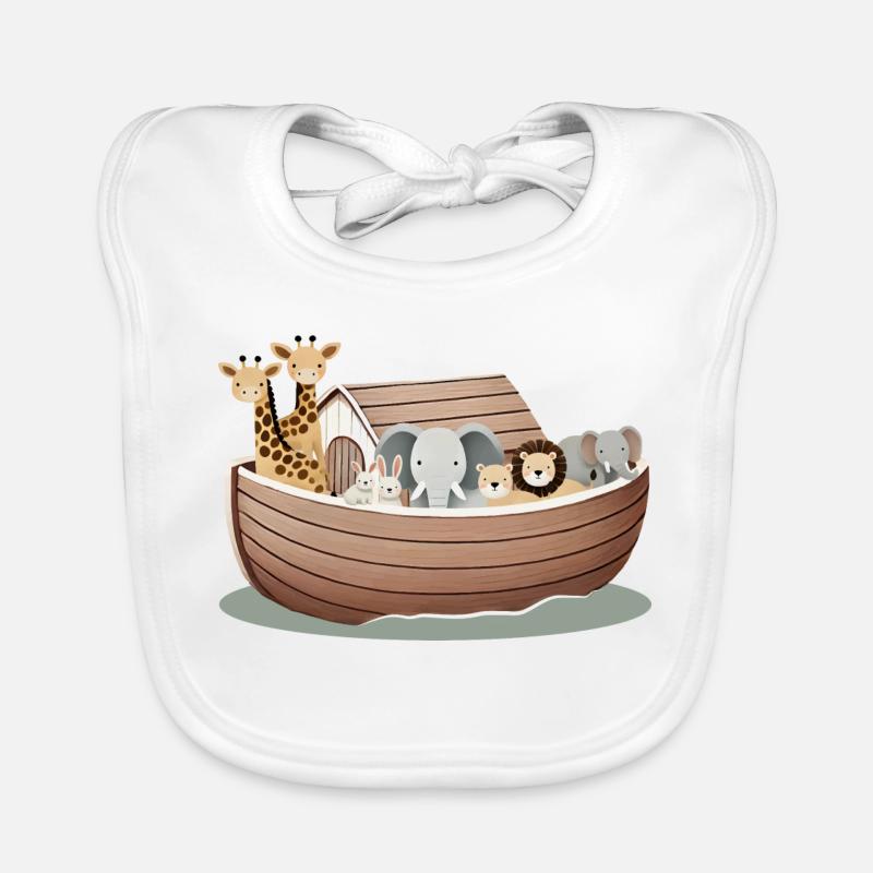 Illustration d’animaux mignons - L’arche de Noé avec des animaux Bavoir bio Bébé
