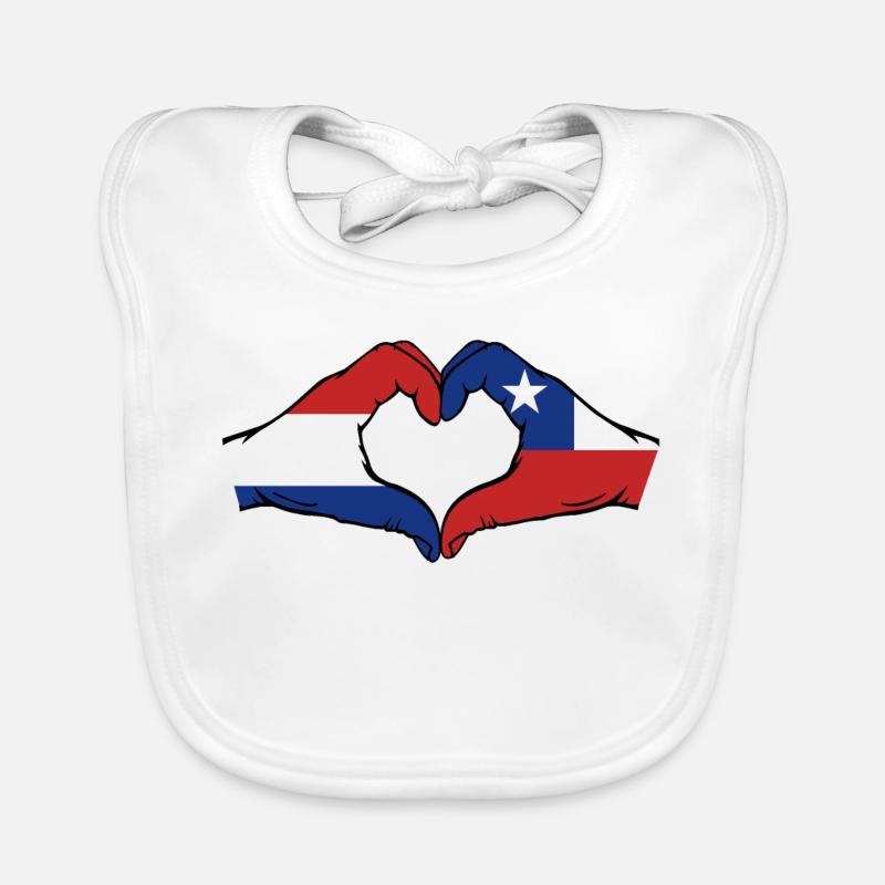 Hollande Chili Drapeau Mains Forme Coeur Bavoir bio Bébé