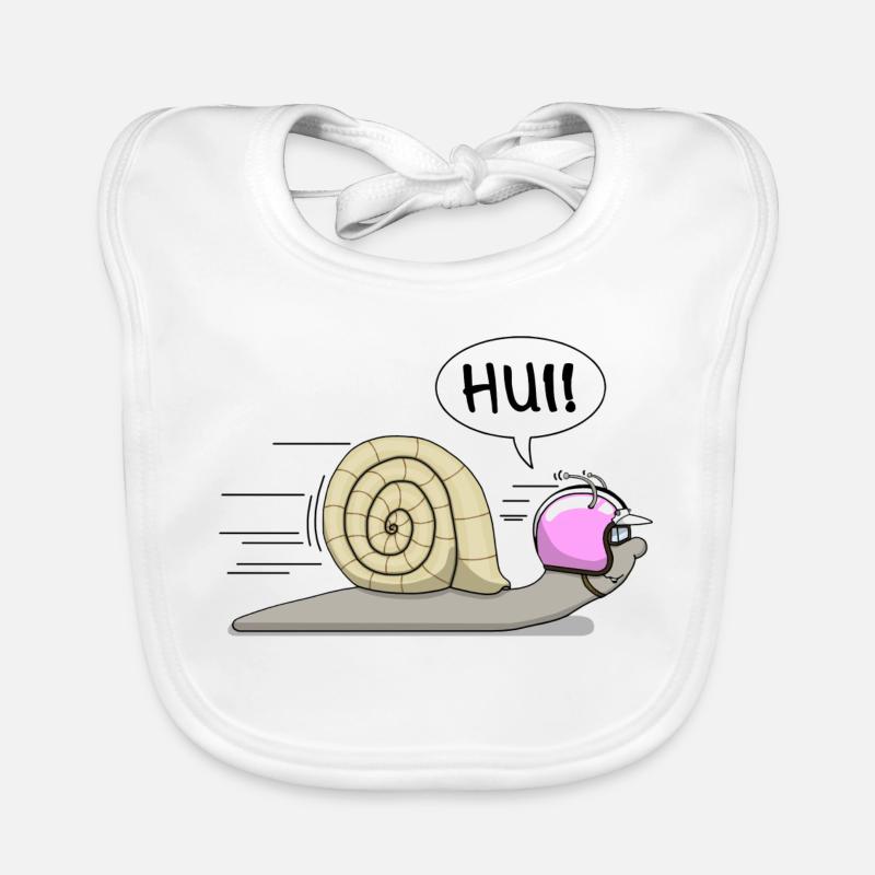 Escargot de course - maintenant aussi en rose - Bavoir bio Bébé - blanc