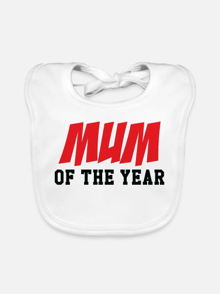 Maman de l'année - Fête des Mères - Bavoir bio Bébé - blanc - Devant