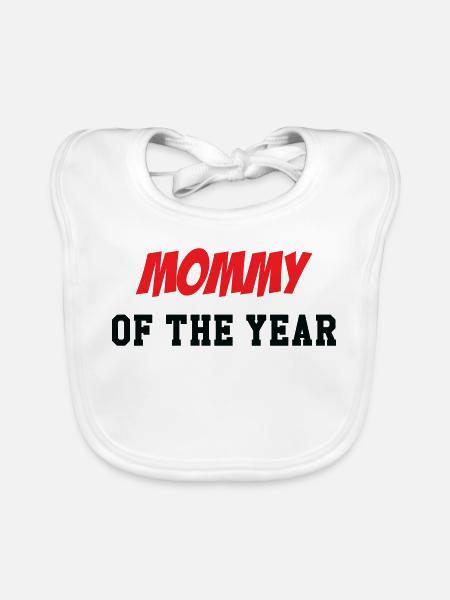 Maman de l'année - Fête des Mères - Bavoir bio Bébé - blanc - Devant