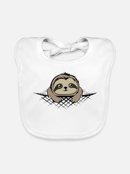 Sloth in pocket comic cartoon funny icon - Organic Baby Bibs - white - Front