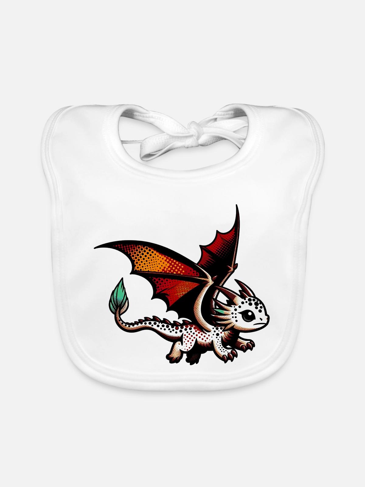 Drache - Baby Bio-Lätzchen - Weiß - Vorne