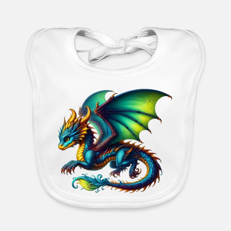 Drache - Baby Bio-Lätzchen - Weiß