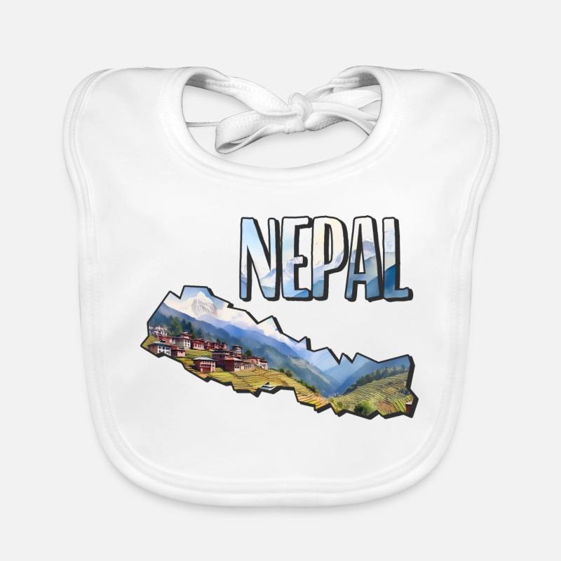 Watercolor Map Nepal Organic Baby Bibs