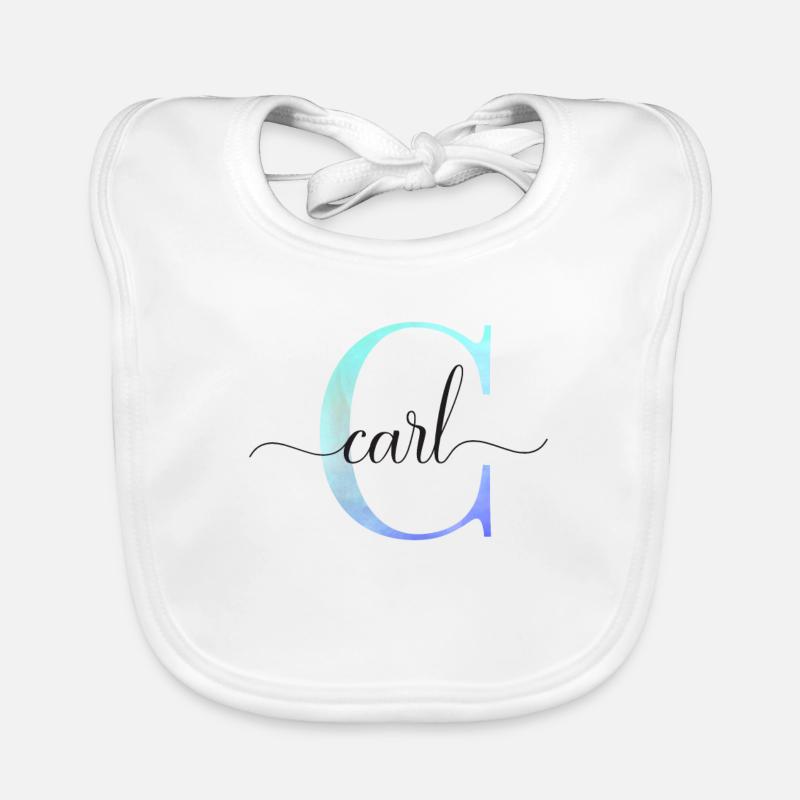 C| Monogramme | Nom | Carl | Aquarelle Bavoir bio Bébé