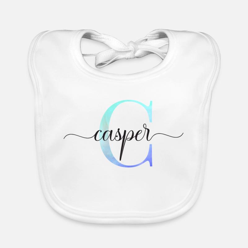 C| Monogramme | Nom | Casper | Aquarelle Bavoir bio Bébé