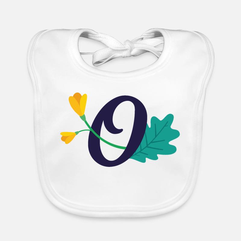 Elégante lettre 'O' avec des fleurs Bavoir bio Bébé