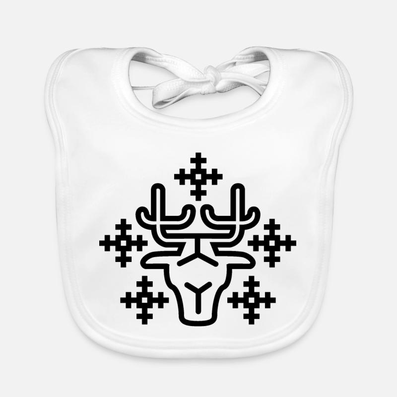 Pixel de Noël Renne Flocon de Neige Lignes Logo Bavoir bio Bébé