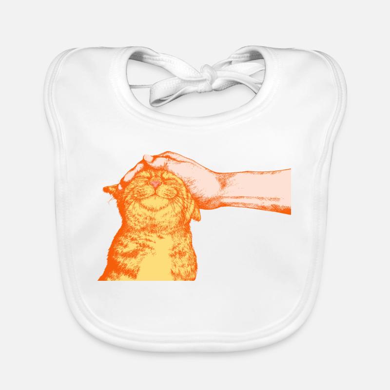 DIE GLÜCKLICHE KATZE - Baby Bio-Lätzchen - Weiß