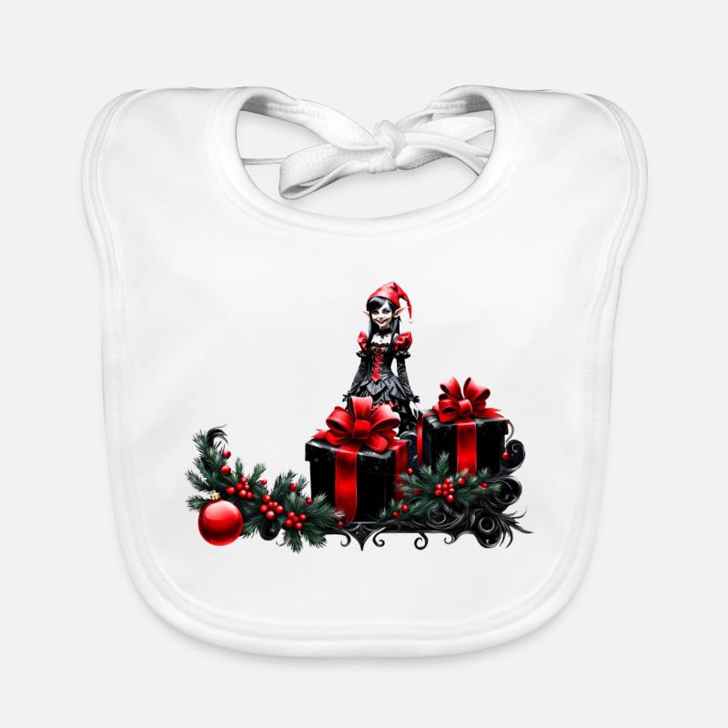Cute Gothic Christmas Elf Organic Baby Bibs