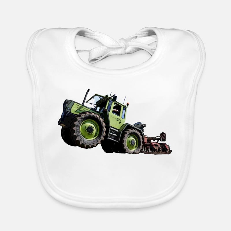 Grüner Traktor MB trac 1300 Hochstarter - Baby Bio-Lätzchen - Weiß