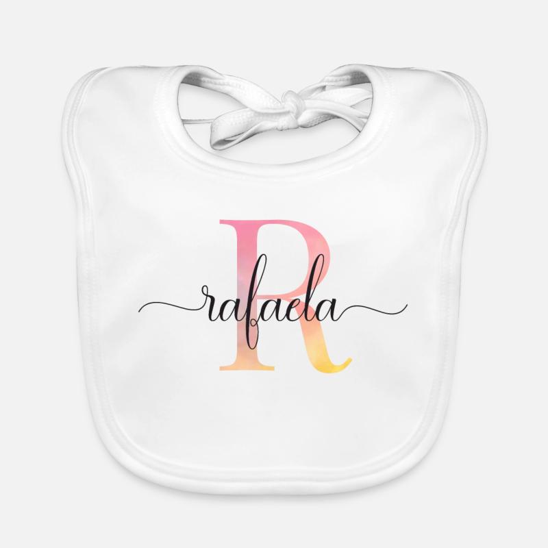 R | Monogram | Name | Rafaela |Watercolor Organic Baby Bibs