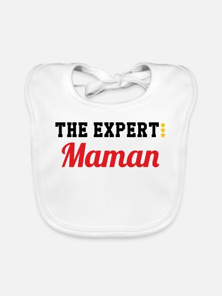 Maman l'experte - Bavoir bio Bébé - blanc - Devant