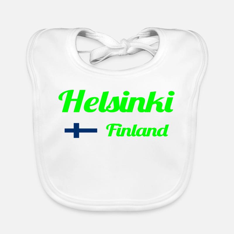 Helsinki, Finlande - Imprimés élégants - Bavoir bio Bébé - blanc