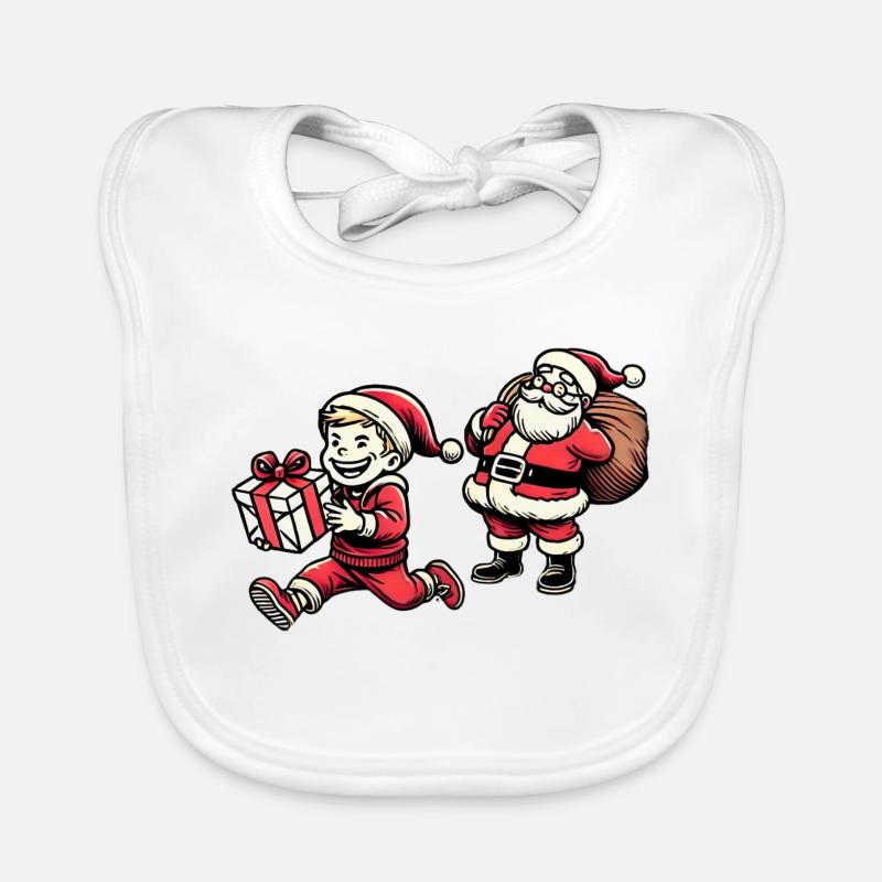 Freches Kind mit Weihnachtsmann - Retro Stil Baby Bio-Lätzchen