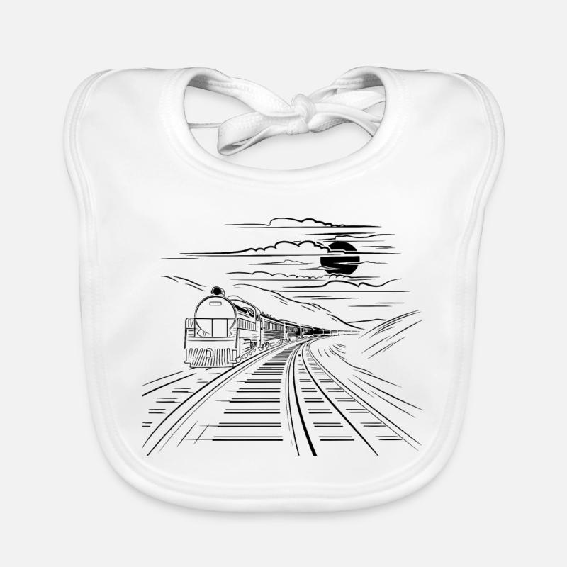Railway Drawing Organic Baby Bibs