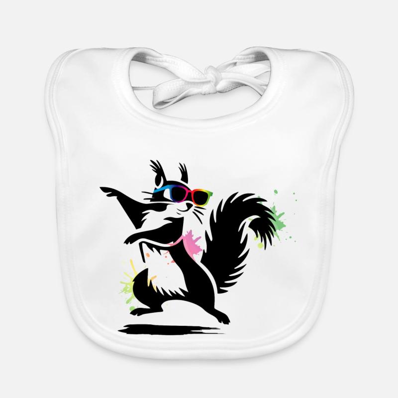 Stylish Squirrel with Sunglasses Stencil Organic Baby Bibs
