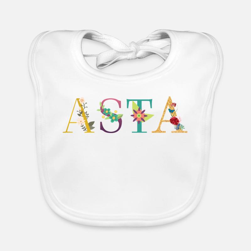 Nom ASTA décoré de fleurs Bavoir bio Bébé