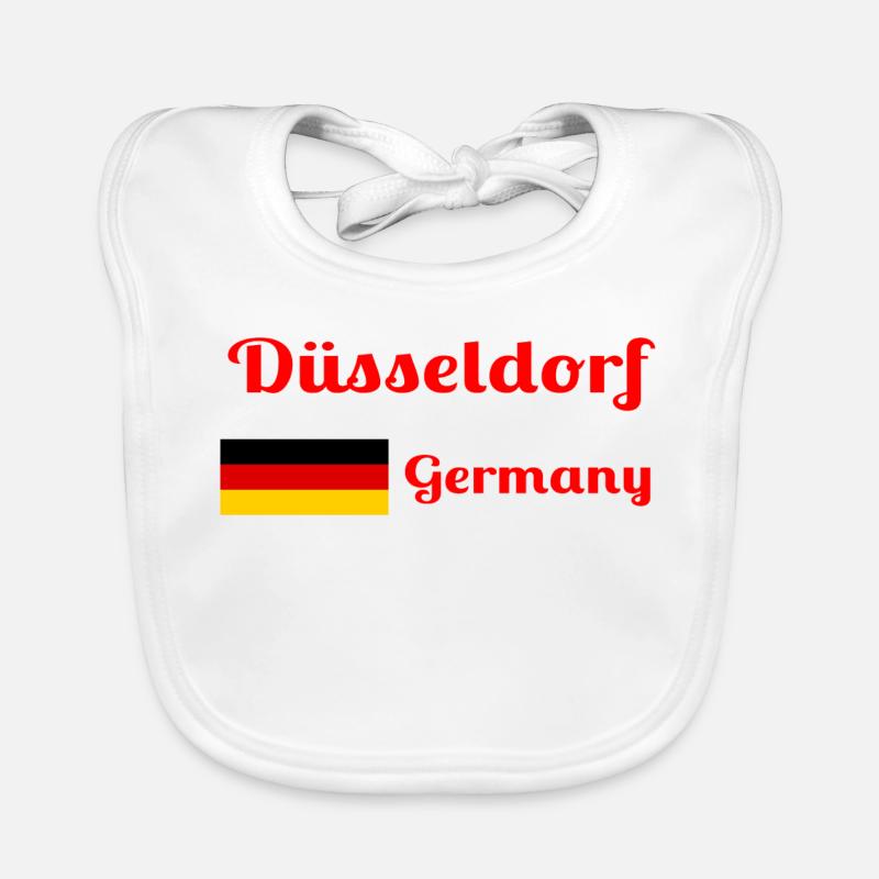 Düsseldorf, Allemagne - Imprimés élégants - Bavoir bio Bébé - blanc