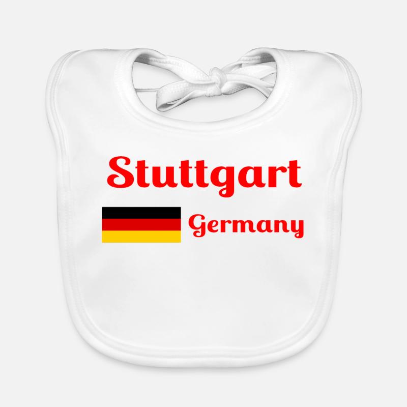 Stuttgart Allemagne - Imprimés élégants - Bavoir bio Bébé - blanc