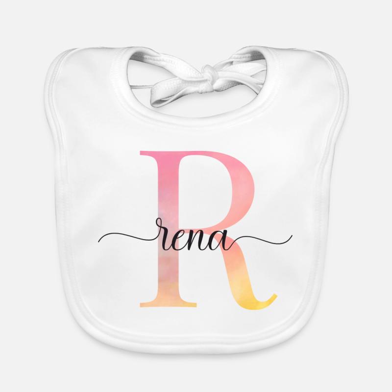 R | Monogramm | Name | Rena |Watercolor Baby Bio-Lätzchen