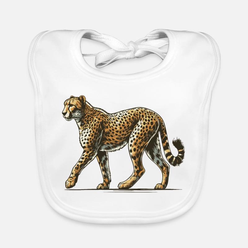 Guépard - Bavoir bio Bébé - blanc