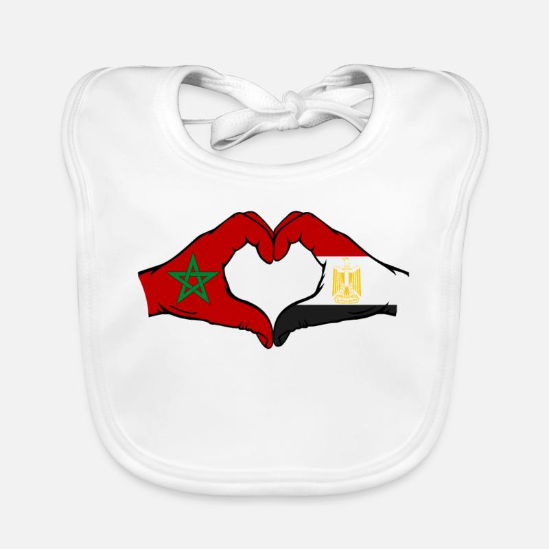 Maroc Égypte Drapeau Mains Coeur Forme Bavoir bio Bébé