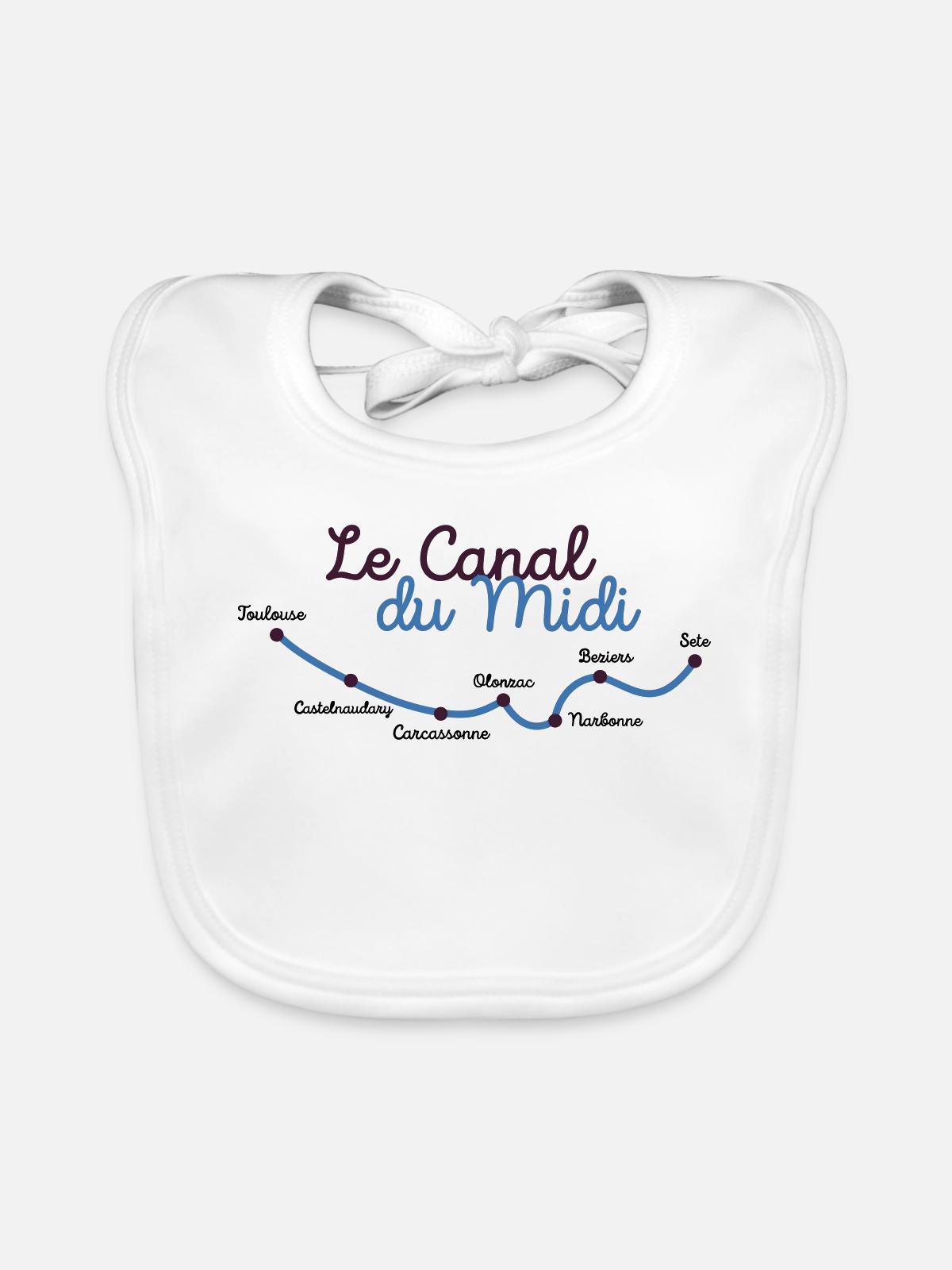 Canal du midi villes - Bavoir bio Bébé - blanc - Devant