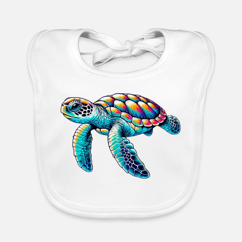 Schildkröte - Baby Bio-Lätzchen - Weiß
