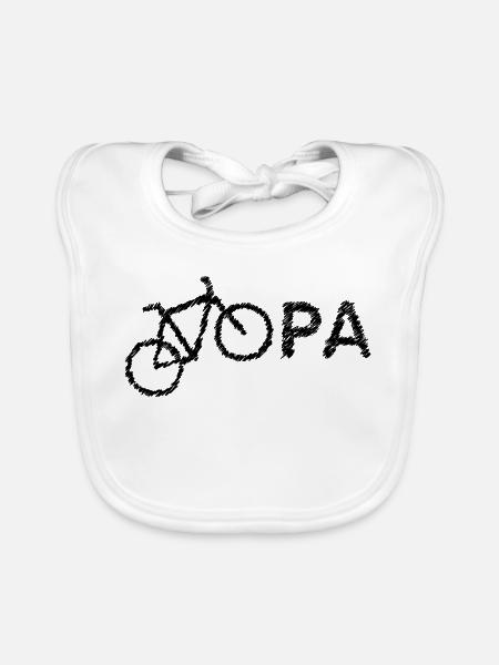bester Opa Fahrrad Mountainbike Radeln Kritzeln - Baby Bio-Lätzchen - Weiß - Vorne