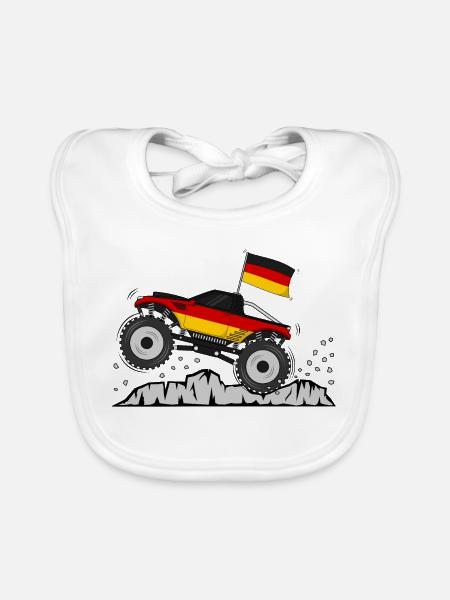 Monstertruck Deutschland Flagge - Baby Bio-Lätzchen - Weiß