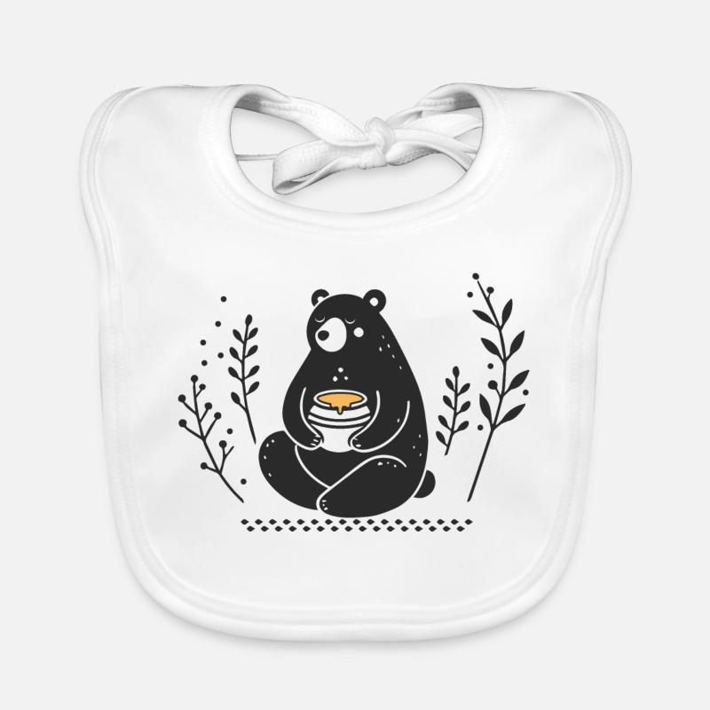 Ours brun avec pot de miel – Illustration affectueuse Bavoir bio Bébé