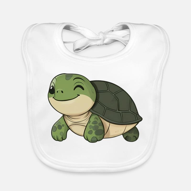 Tortue heureuse mignonne - dessin animé adorable et joyeux Bavoir bio Bébé