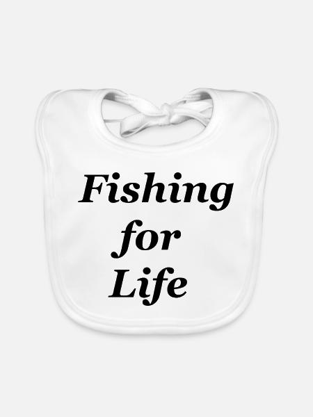 Fishing for Life Fisch Angeln - Baby Bio-Lätzchen - Weiß - Vorne