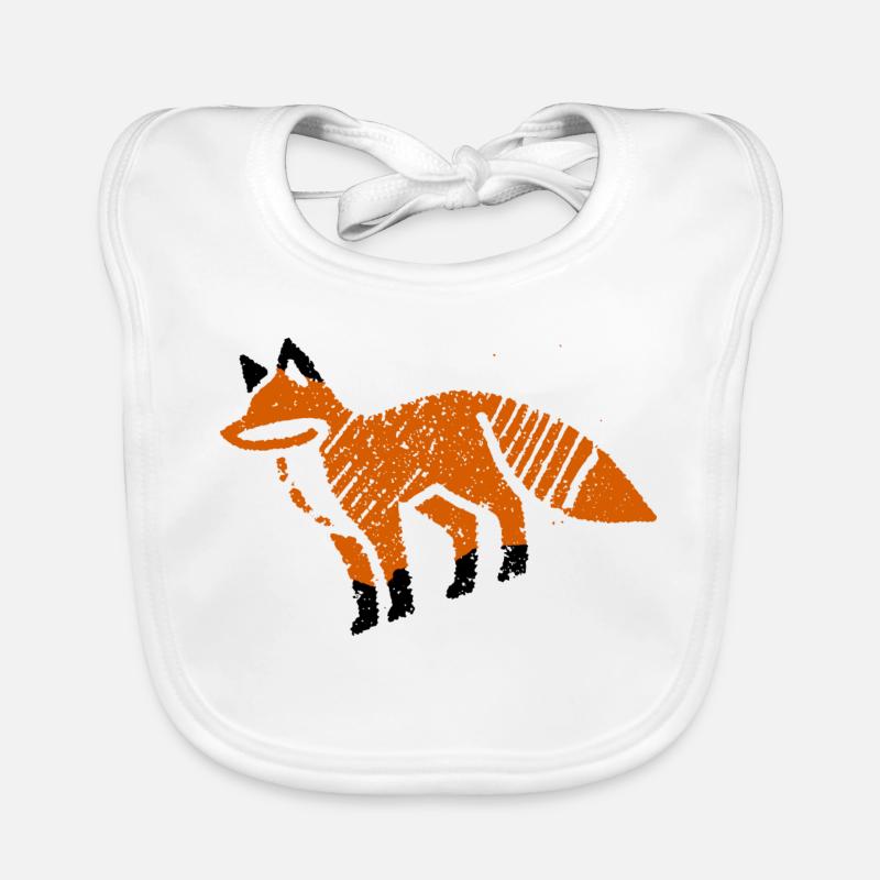 Rustic fox in stamp look Organic Baby Bibs