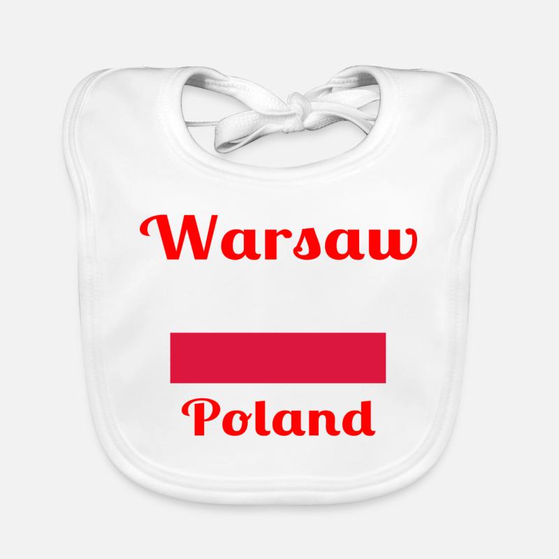 Varsovie, Pologne - Imprimés élégants - Bavoir bio Bébé - blanc