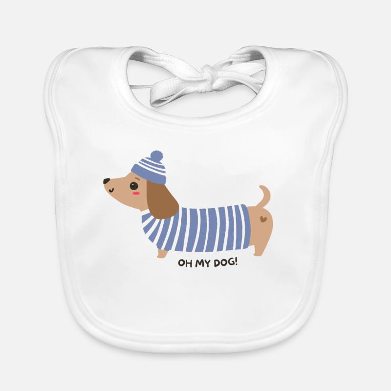 Oh my dog! - Blau gestreift Baby Bio-Lätzchen