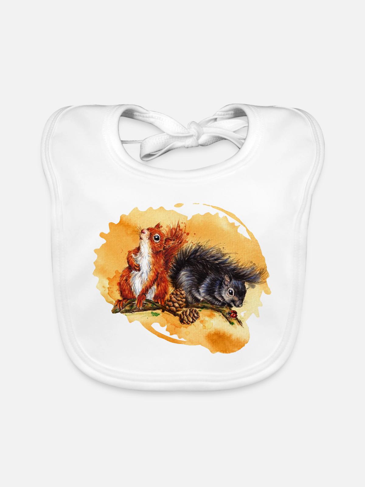 Eichhörnchen | squirrel - Baby Bio-Lätzchen - Weiß - Vorne