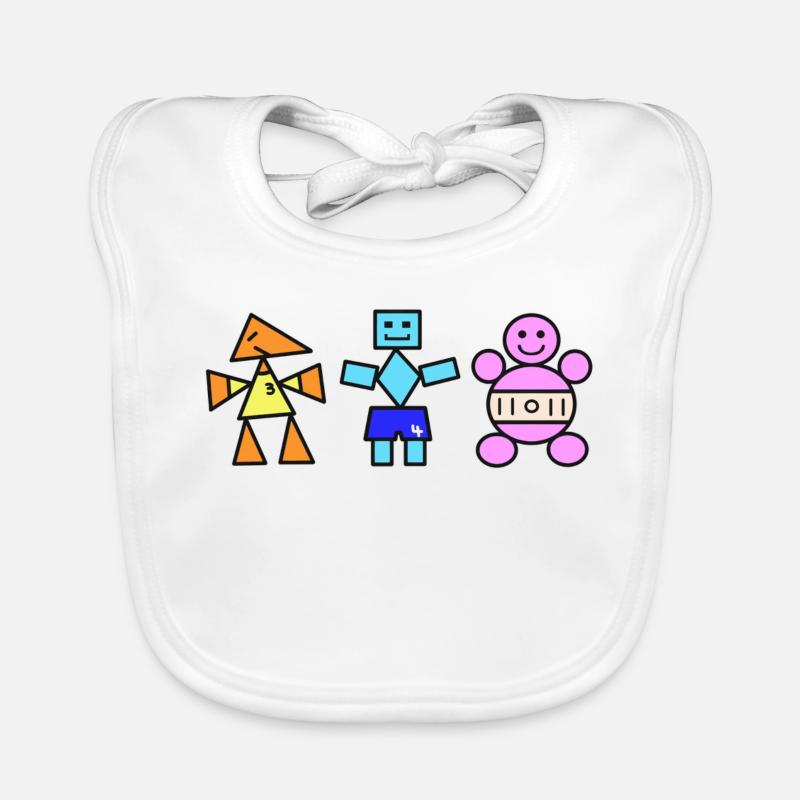 Geometric Trio Playful Figures,  One point  Organic Baby Bibs