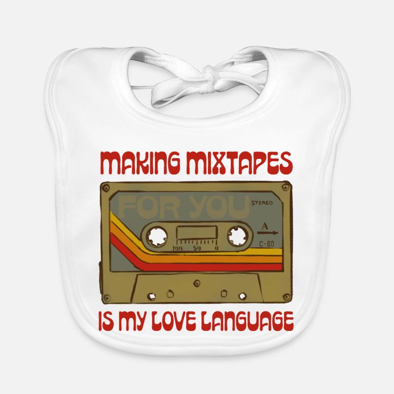 Les mixtapes sont ma langue d’amour - Bavoir bio Bébé - blanc