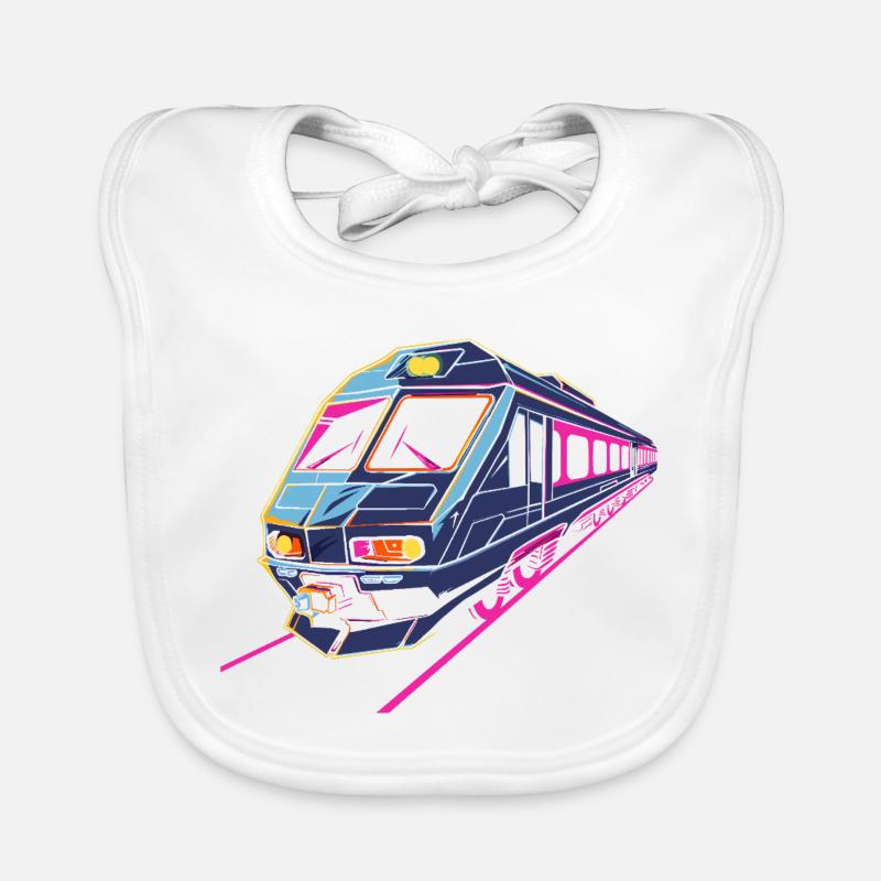 Train Rétro - Bavoir bio Bébé - blanc