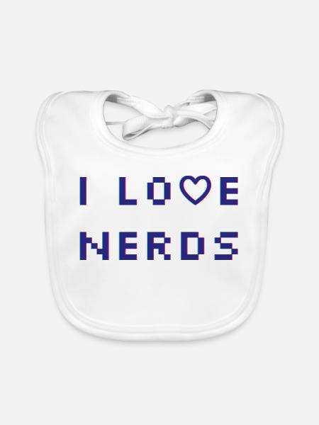 J’adore les nerds - Bavoir bio Bébé - blanc - Devant