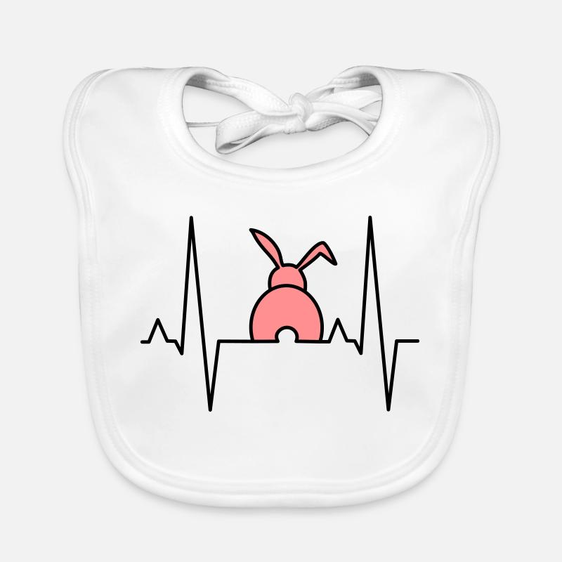 Lapin ludique avec des cœurs Bavoir bio Bébé