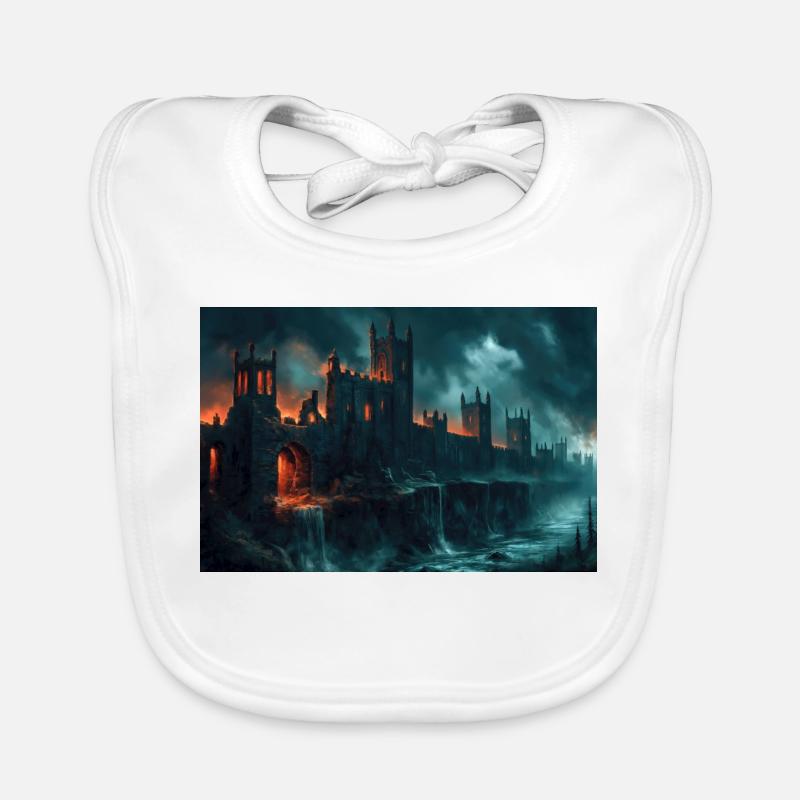 Poster Illustration Medieval Landscape in Ruins Organic Baby Bibs