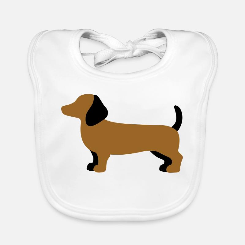Dackel Silhouette – Minimalistisches Hundedesign - Baby Bio-Lätzchen - Weiß