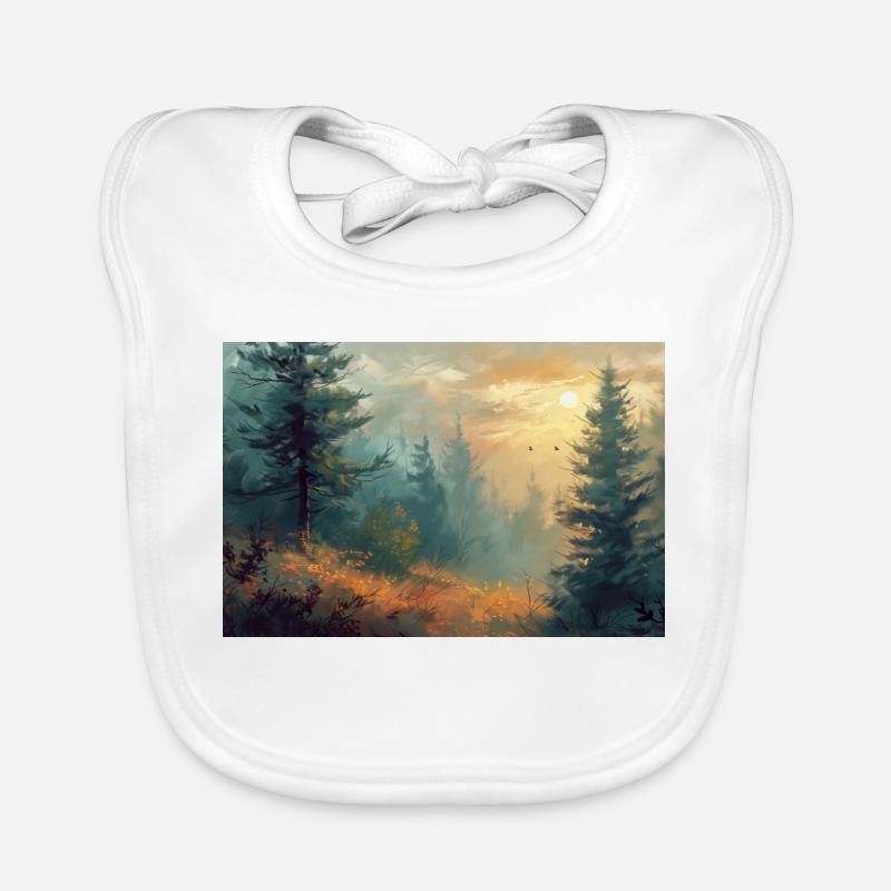 Forest Landscape Illustration Poster Organic Baby Bibs