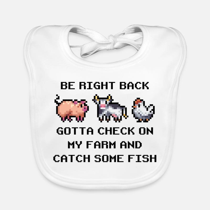 Pixel Farm – Retro Bauernhof-Tiere - Baby Bio-Lätzchen - Weiß