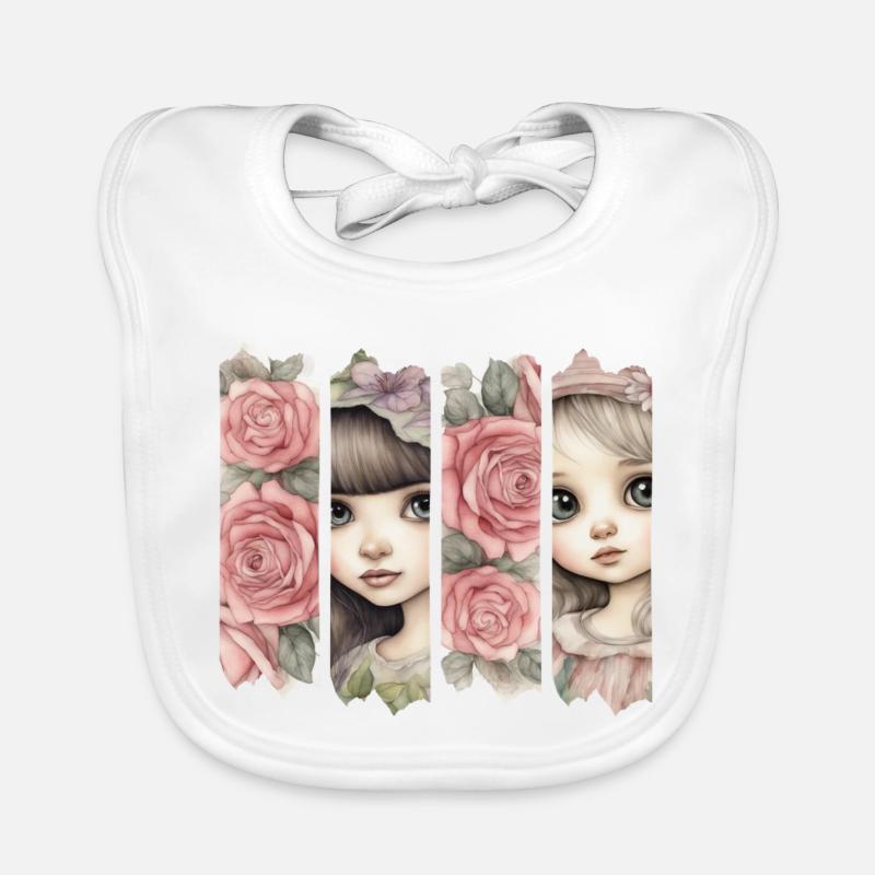 Rosenmädchen Brushdesign Baby Bio-Lätzchen